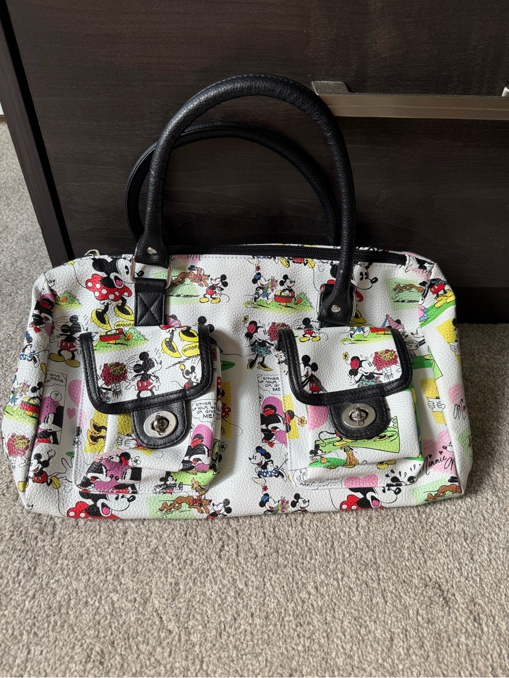 Authentic Disney Parks Mickey & Minnie Mouse Comic Strip Satchel Bag/Purse